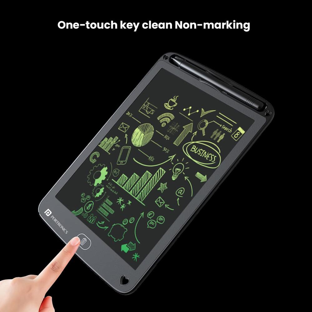Portronics Ruffpad 12M | 12-Inch Re-Writable Multicolor LCD Writing Pad with One-Tap Erase