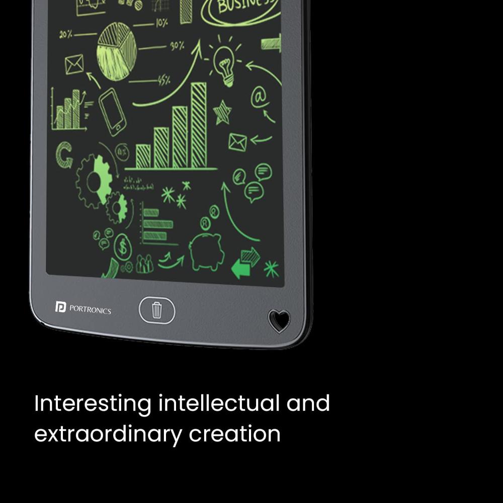 Portronics Ruffpad 12M | 12-Inch Re-Writable Multicolor LCD Writing Pad with One-Tap Erase