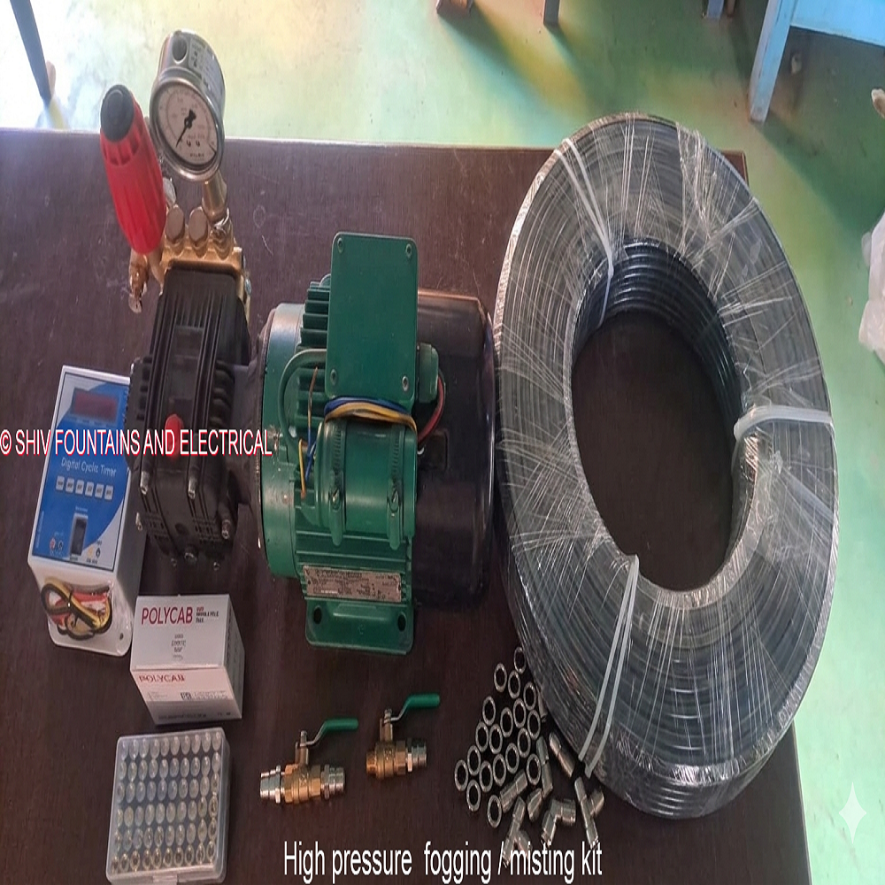 High Pressure Misting System Kit for Cooling | Fogging System with Pump, Motor & Nozzles