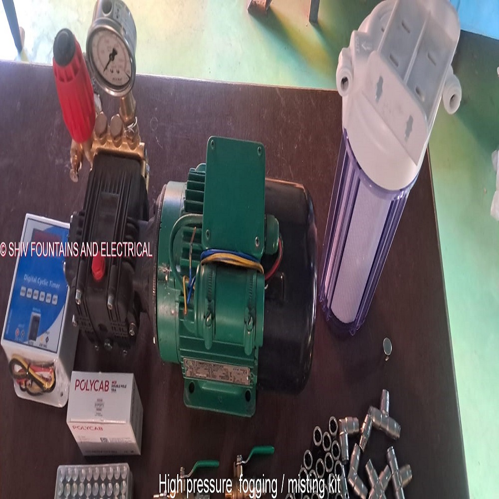 High Pressure Misting System Kit for Cooling | Fogging System with Pump, Motor & Nozzles