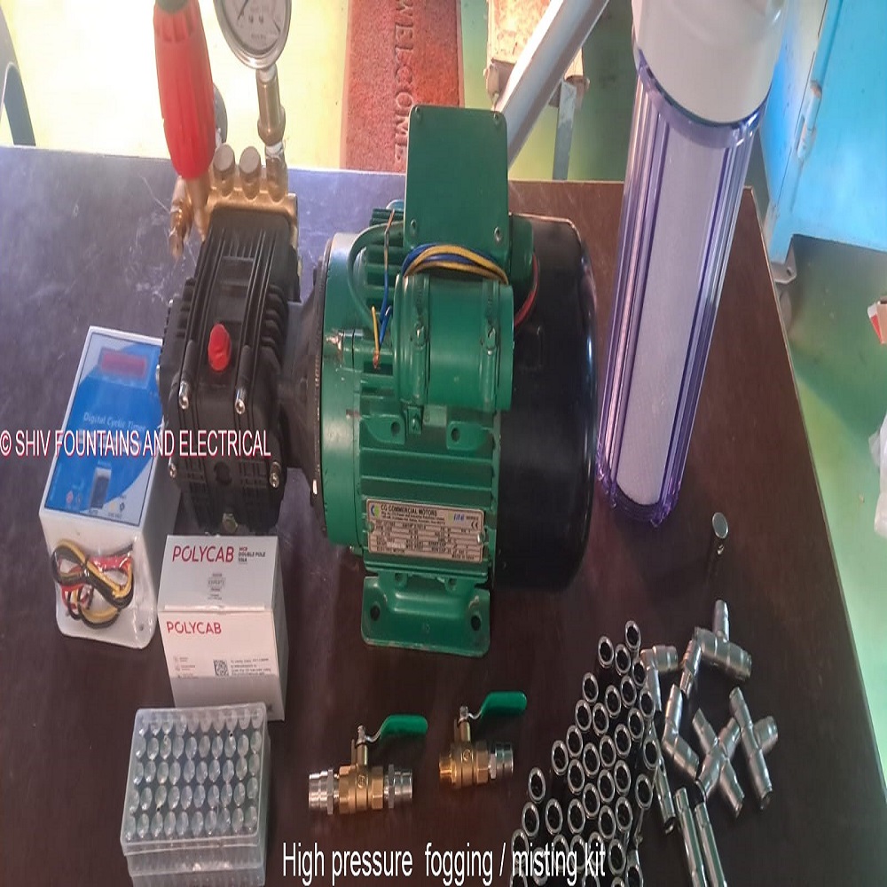 High Pressure Misting System Kit for Cooling | Fogging System with Pump, Motor & Nozzles