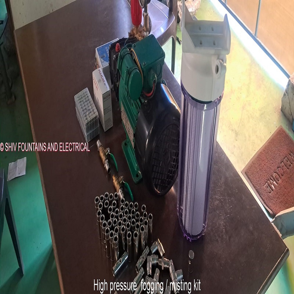 High Pressure Misting System Kit for Cooling | Fogging System with Pump, Motor & Nozzles