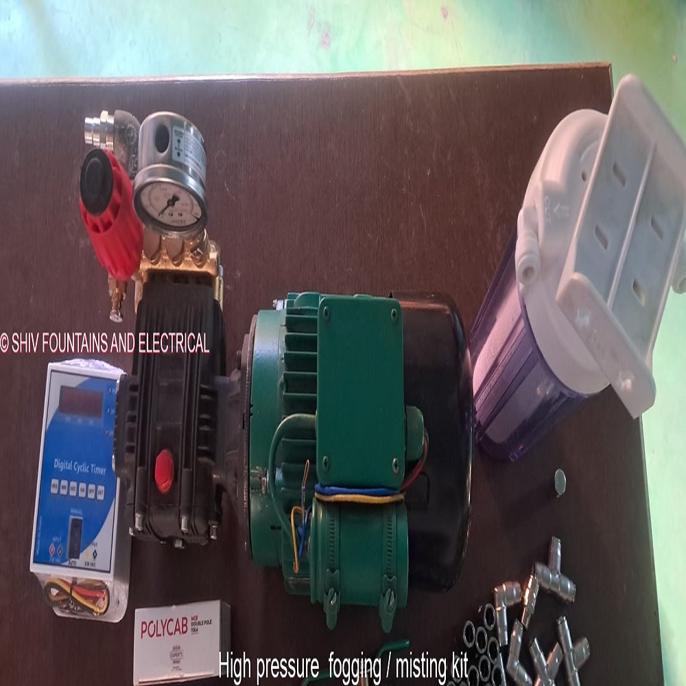 High Pressure Misting System Kit for Cooling | Fogging System with Pump, Motor & Nozzles