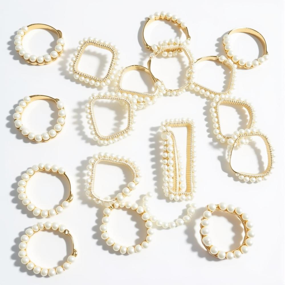 Pearl Square Bangle Ghota - Alloy Metal, Adjustable Size, Matte Gold With Pearl Accents | Hand-embellished Ghota Work, Lightweight, Skin-friendly