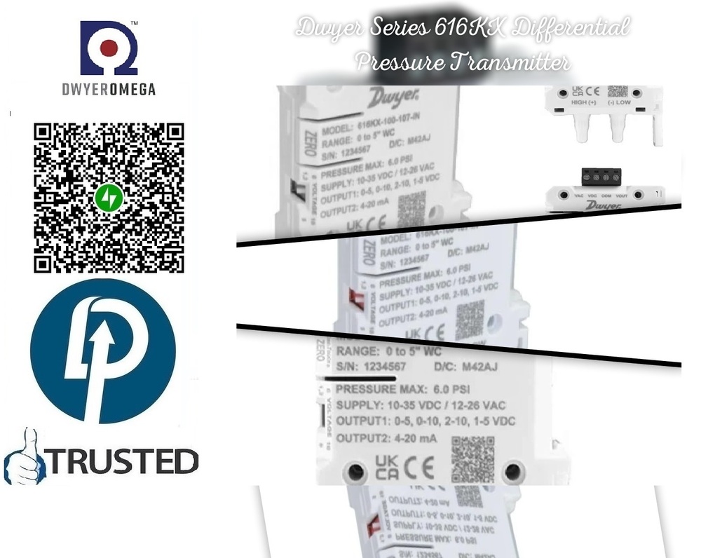 DWYER OMEGA >>Series >> 616KX Differential Pressure Transmitters << Range -0.4 to 0.4 WC
