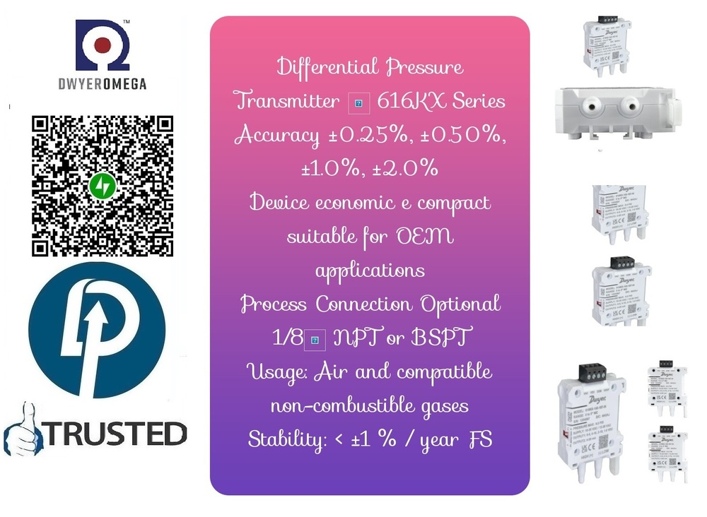 DWYER OMEGA >>Series >> 616KX Differential Pressure Transmitters << Range -0.4 to 0.4 WC