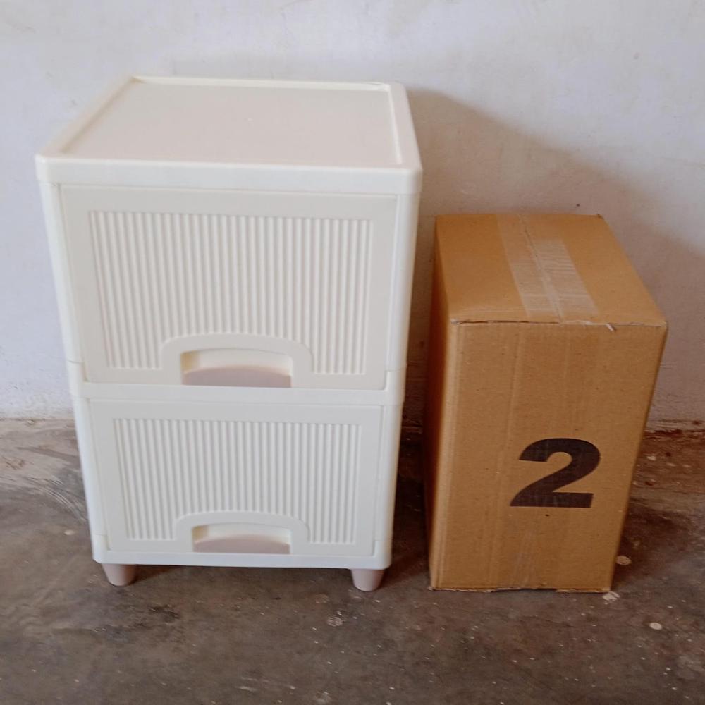 Multipurpose Wardrobe Storage Drawers (2 Layer) - Material: Plastic