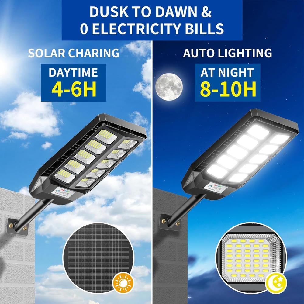 High-Powered Solar Led Street Light With Motion Sensor & Remote Control - Color: Mix