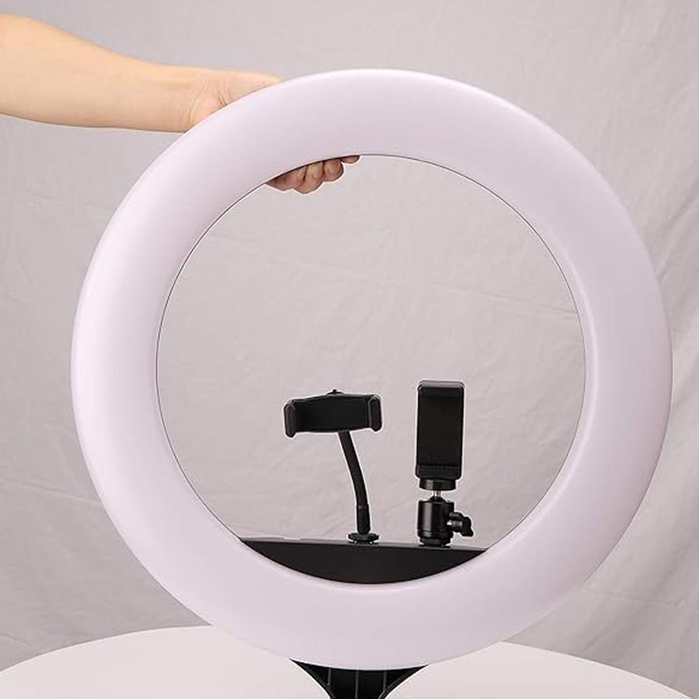 18 Inch Led Ring Light With 3 Colour Modes & 3 Mobile Holders, Remote Control (1 Set)