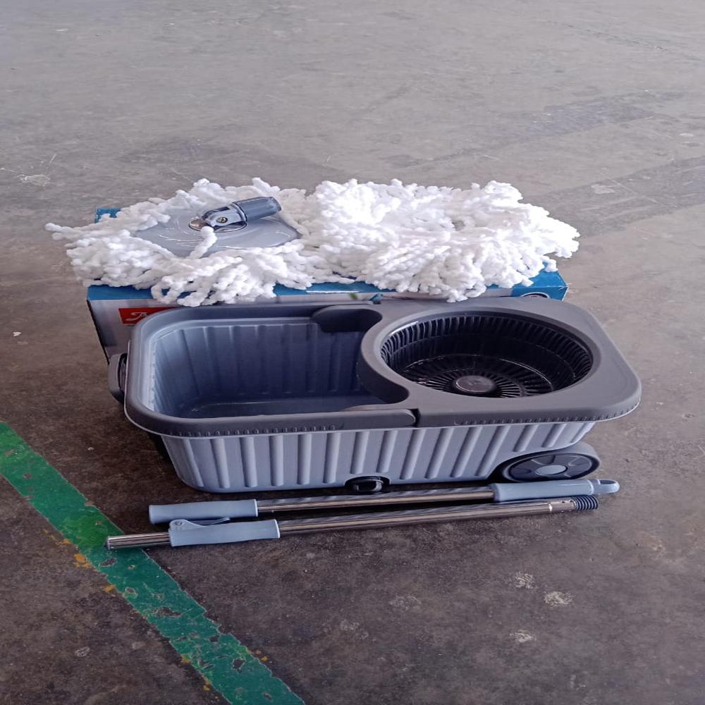 Apex Magic Spin Mop Cleaning Set With Dual Chamber Bucket & Wheels - Material: Plastic