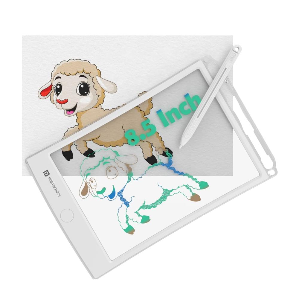 Portronics Ruffpad One Transparent Multicolor Lcd Writing Pad With 8.5 Inch Writing - Color: White