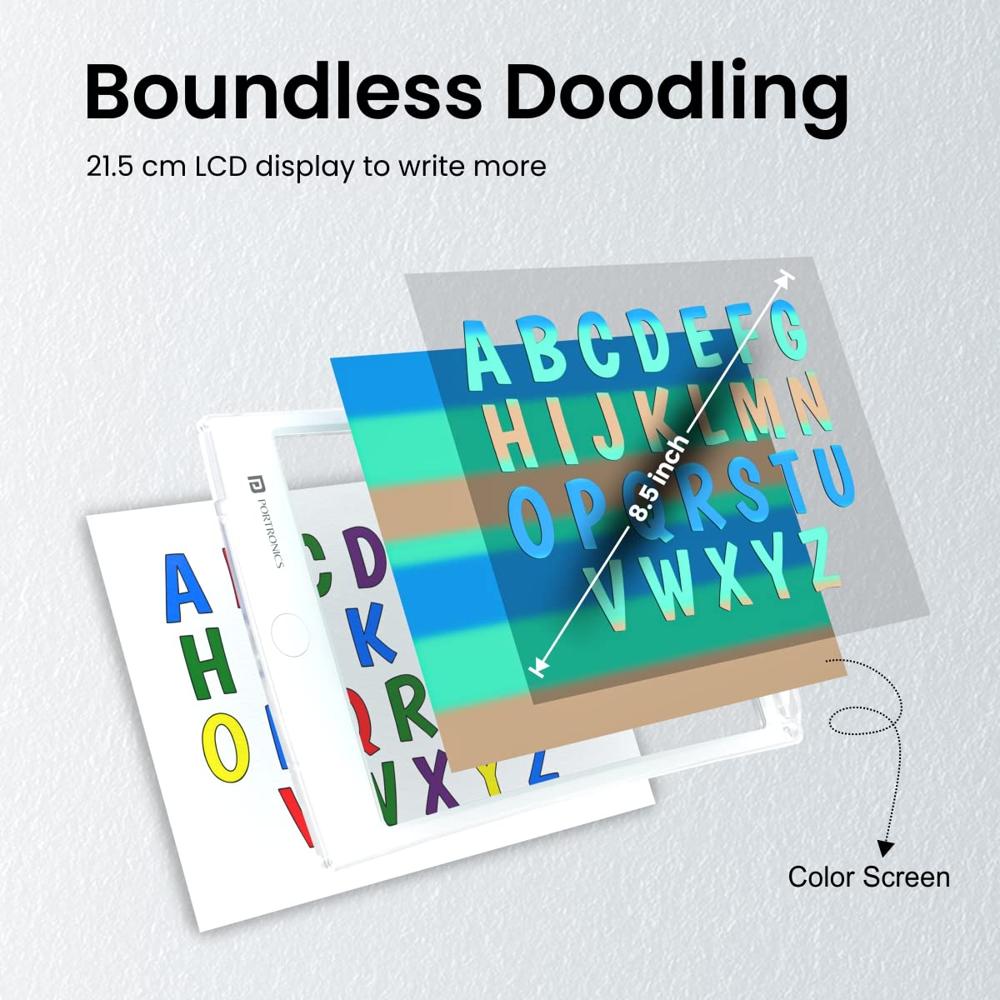 Portronics Ruffpad One Transparent Multicolor LCD Writing Pad with 8.5 inch Writing