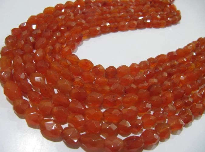 Natural Carnelian Faceted Oval Shape 6x9mm Briolette Gemstone Beads Strand 13 inch long