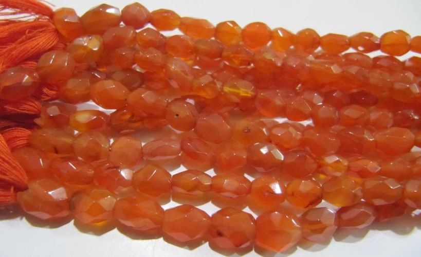 Natural Carnelian Faceted Oval Shape 6x9mm Briolette Gemstone Beads Strand 13 inch long