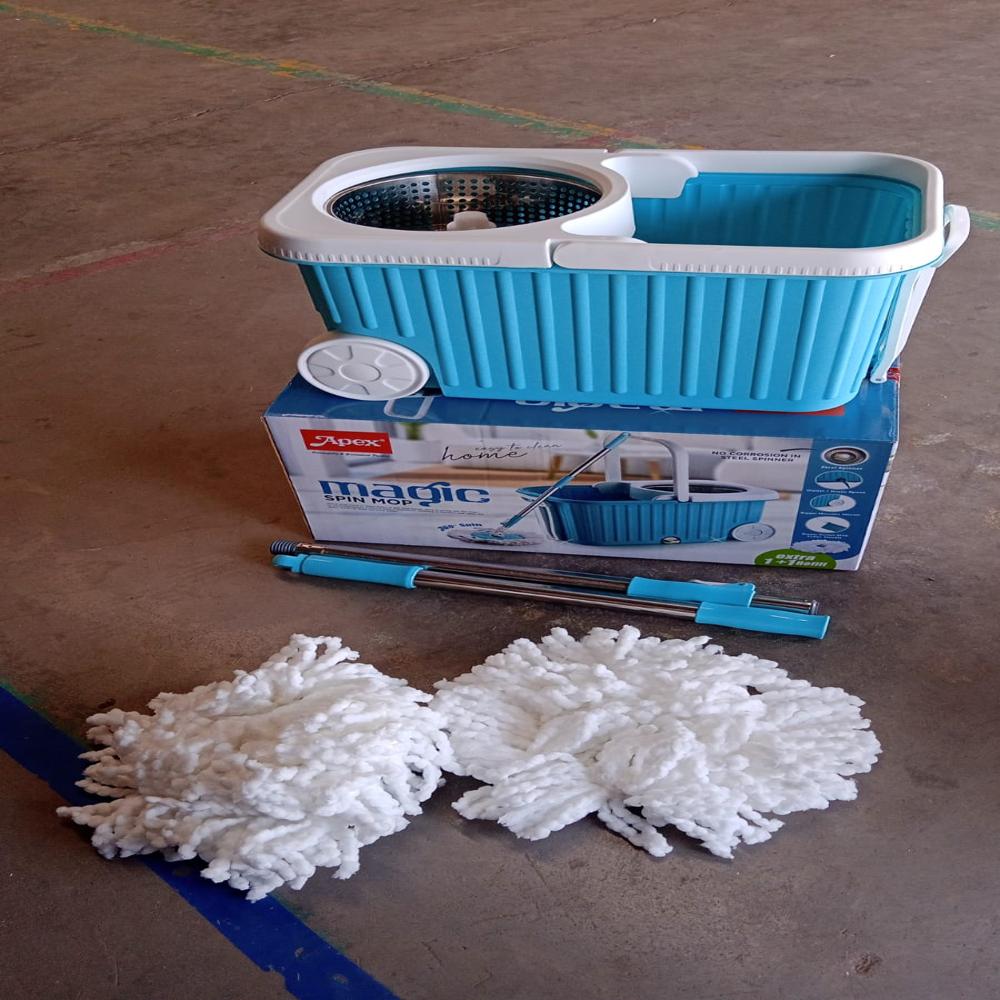 Apex Magic 360 Spin Mop Cleaning System with Stainless Steel Spinner