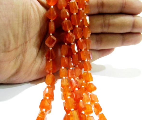 Natural Carnelian Nugget Shape tumbled 7to9mm Beads Strand 14 inches long