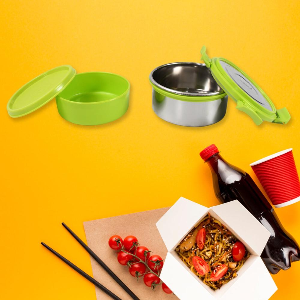 Stainless Steel Tiffin Lunch Box Container / Dabba With 4 Side Clip Lock Lid - Product Type: Home & Kitchen