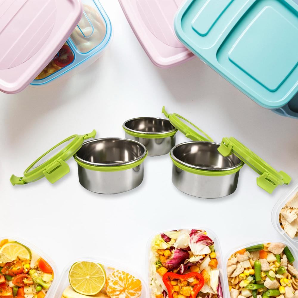 Stainless Steel Tiffin Lunch Box Container / Dabba with 4 Side Clip Lock Lid