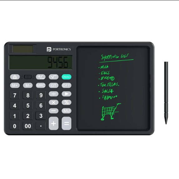 Portronics Ruffpad Calc 2 5.5 Inches Screen | 12 Digits Layout | Screen Lock | Eras - Color: Black