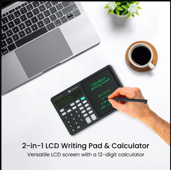 PORTRONICS Ruffpad Calc 2 5.5 Inches Screen | 12 Digits Layout | Screen Lock | Eras