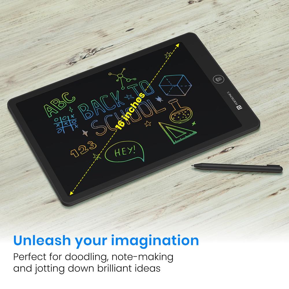 Portronics RuffPad 16 Lite, 16-Inch Multicolour LCD Writing Pad with Pressure-Sensitive Screen,