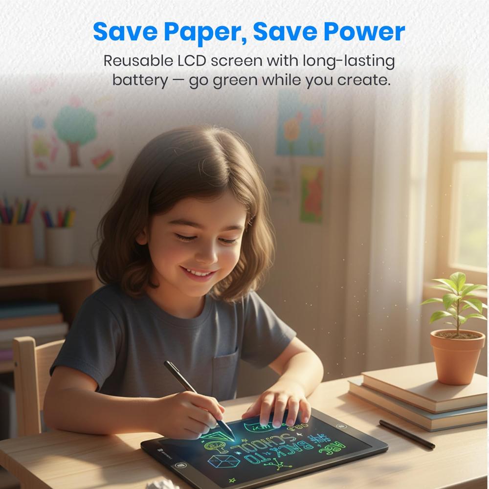 Portronics RuffPad 16 Lite, 16-Inch Multicolour LCD Writing Pad with Pressure-Sensitive Screen,