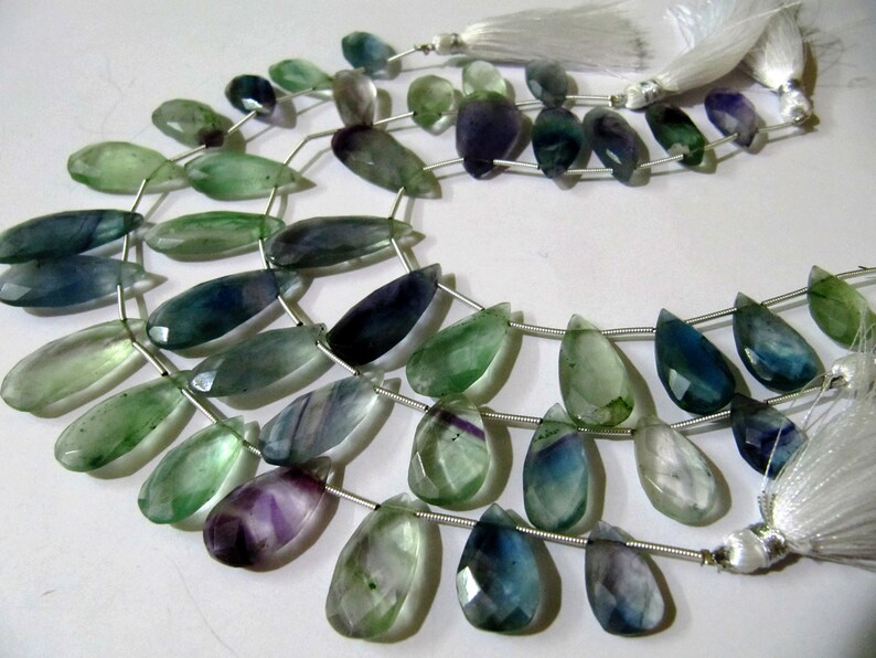 Natural Multi Fluorite Pear Shape Briolette Beads 13 * 30mm sold per strand 8 inches long