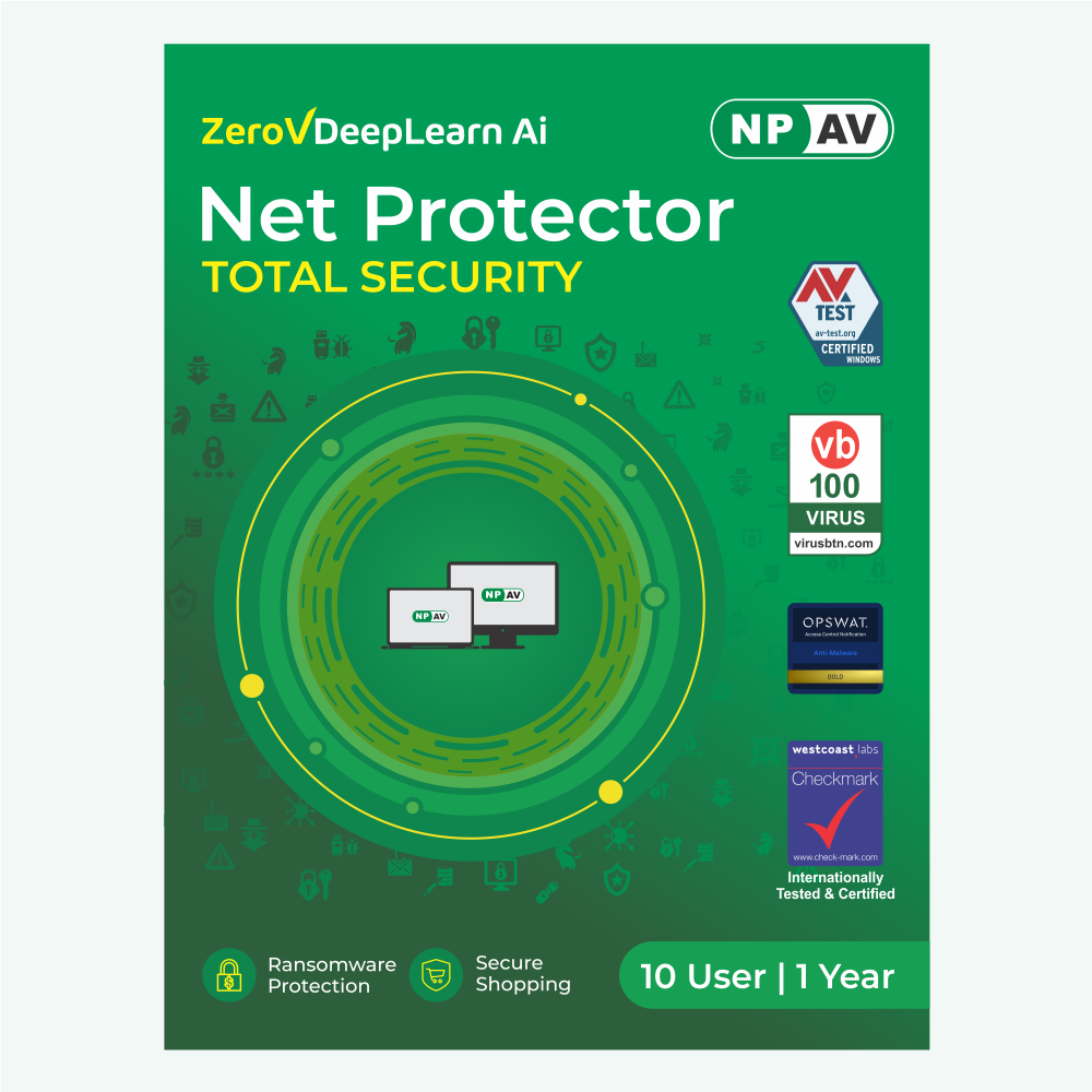 Net Protector Antivirus - Total Security 2026 |10 User - 1 Year with ZeroVDeepLearn Ai