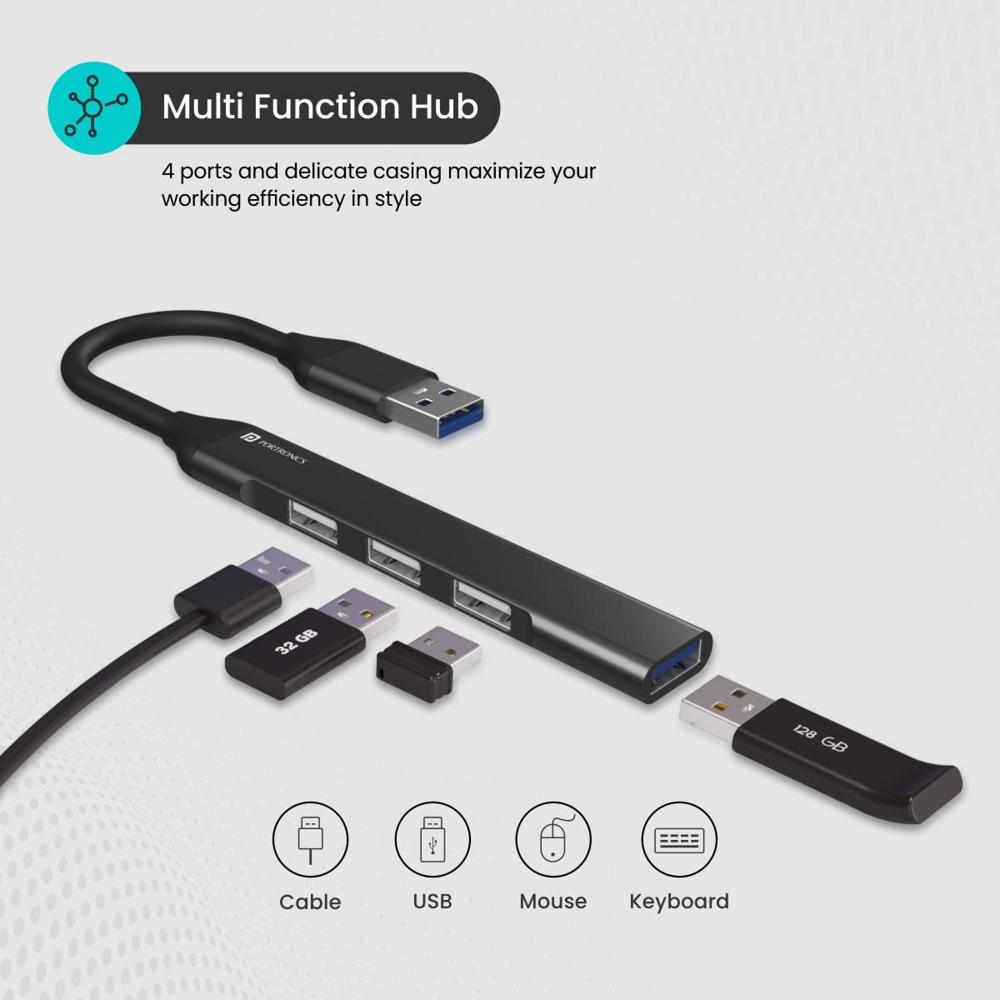 Portronics Mport 31 USB Hub (4-in-1), Multiport Adapter