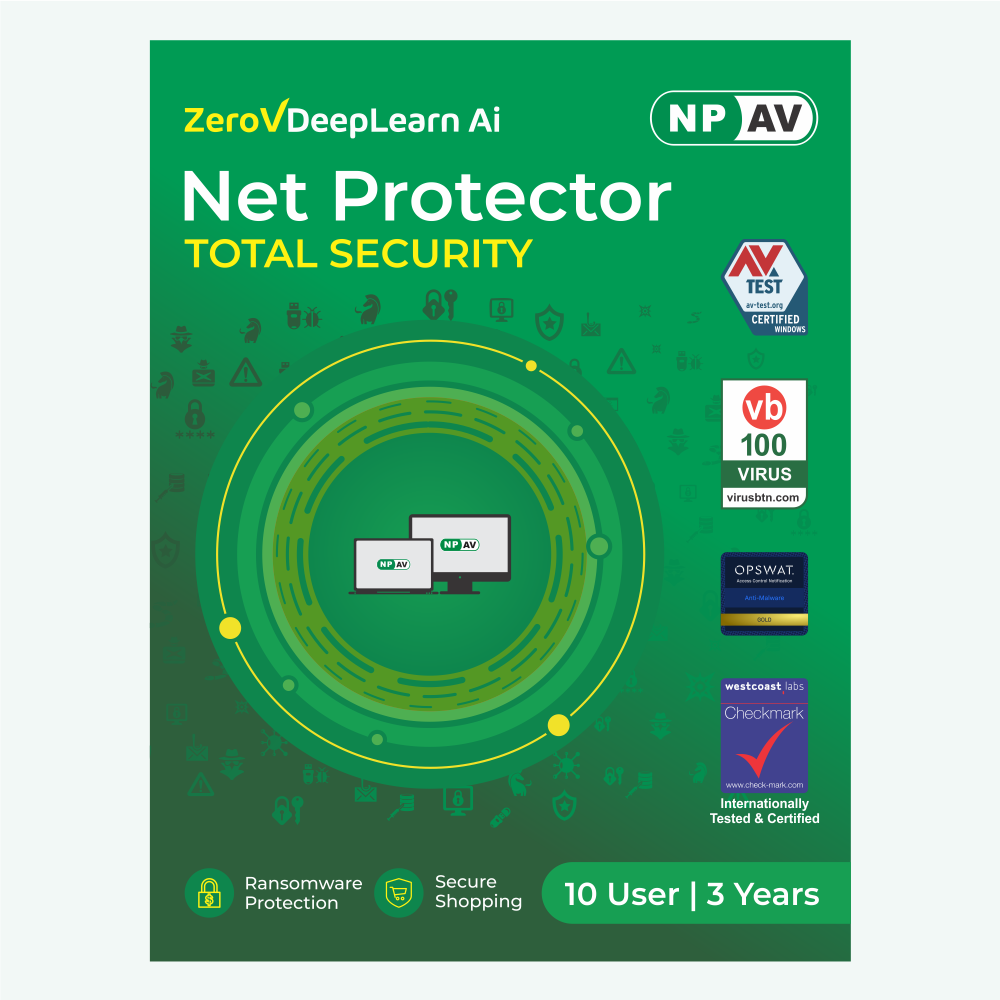 Net Protector Antivirus - Total Security 2026 |10 User - 3 Year with ZeroVDeepLearn Ai