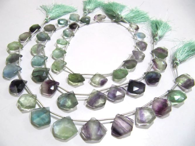 Natural Multi Flourite Multi Color Beads Fluorite Diamond Shape Faceted Cut Beads Size 14-15mm Strand 10 Inches