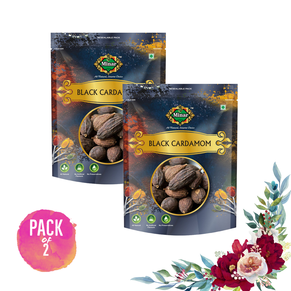 MINAR Natural Black Cardamom Pack of 2