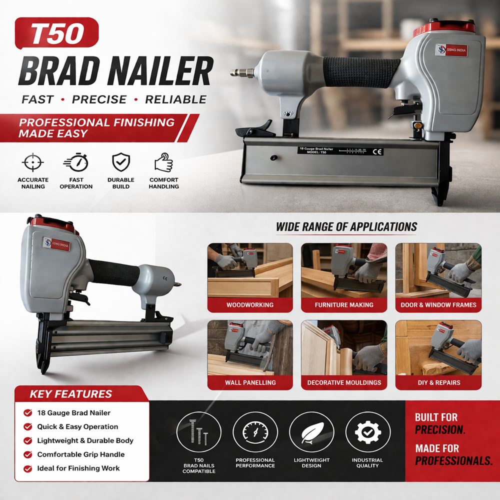 Brad Nailer, 18 Gauge, Pneumatic Nail Gun (T50)
