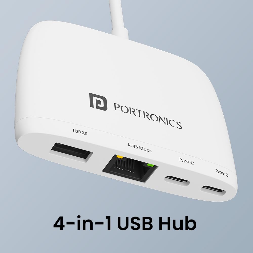 Portronics Mport 41 USB C Hub (4-in-1) with Ethernet (1000 Mbps Gigabit