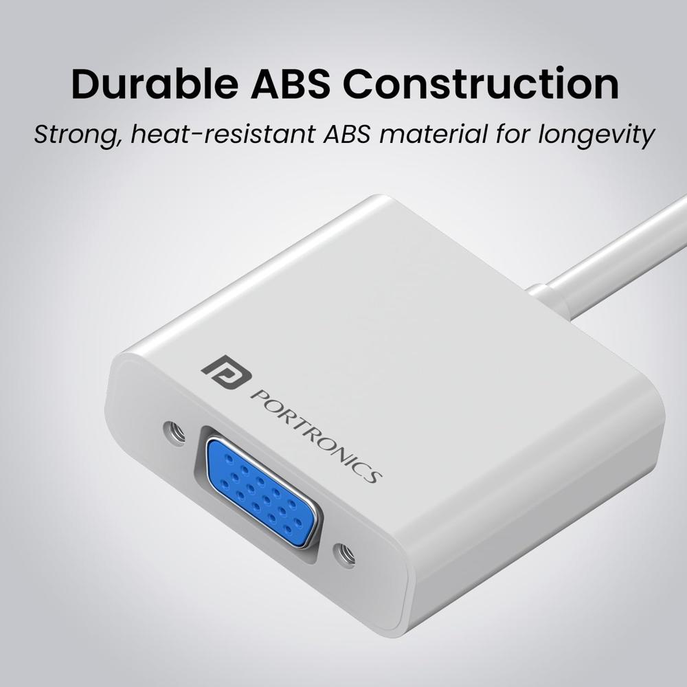 Portronics DigiBridge HDMI to VGA Converter with 1080p Full HD @ 60 Hz Max Resolution, 16 cm