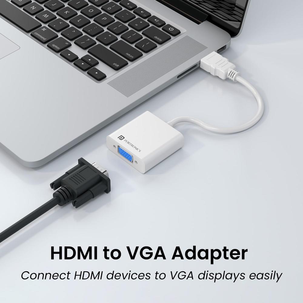 Portronics DigiBridge HDMI to VGA Converter with 1080p Full HD @ 60 Hz Max Resolution, 16 cm
