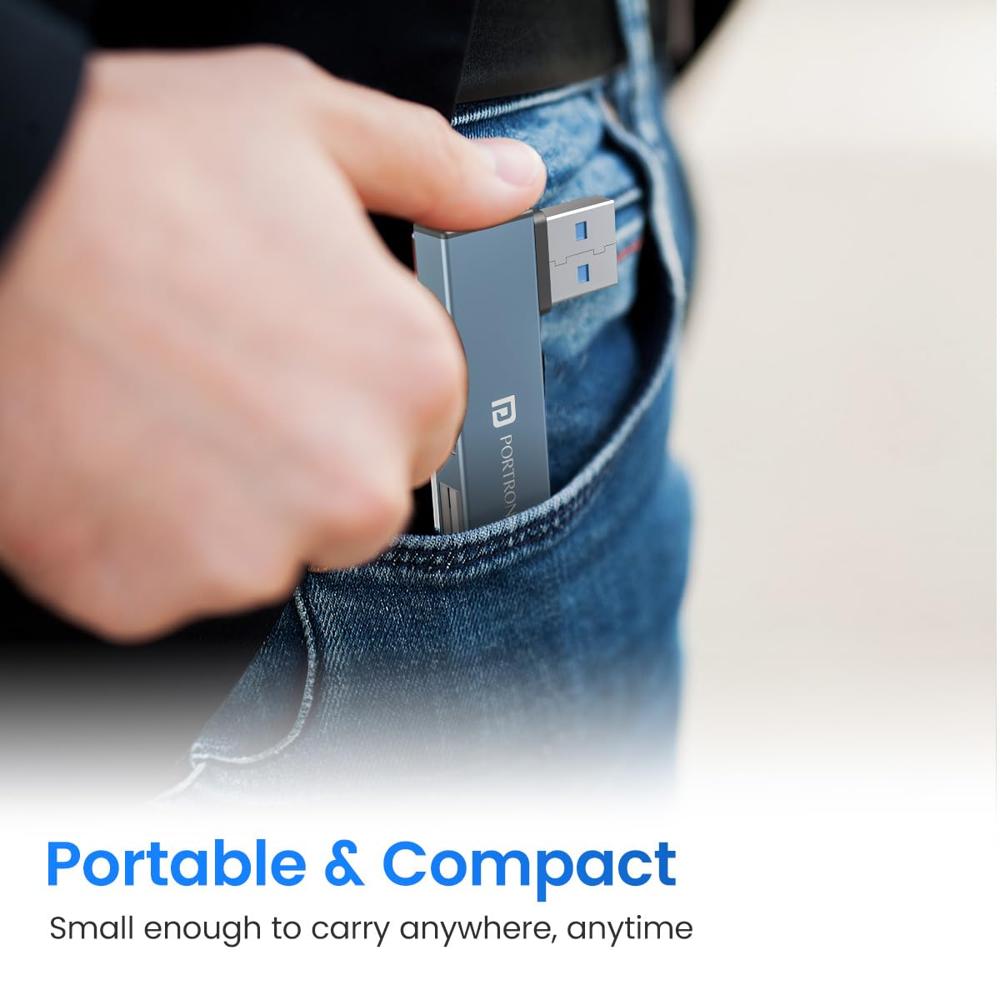 Portronics Mport Mino A USB 3.0 Hub Dock (3-in-1) with USB 3.0 SuperSpeed, Compact L-Shape