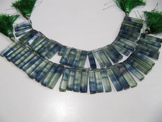 Natural Green Fluorite Long Baguette Shape Beads Size 25 to 30 mm long Strand 8 inches