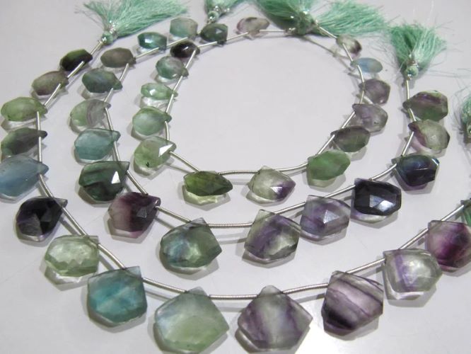 Natural Multi Flourite Multi Color Beads Fluorite Diamond Shape Faceted Cut Beads Size 14-15mm Strand 10 Inches