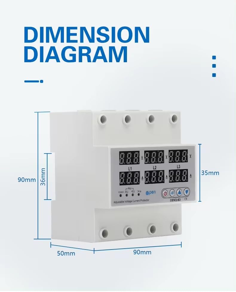 True Sense Three Phase Adjustable Over and Under Voltage Protector, VPD3-63VA 