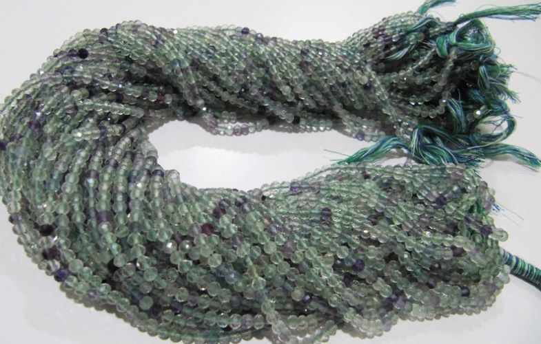 Natural Fluorite Multi Color Rondelle Shape Faceted 3mm Beads Strand 13 Inch Long