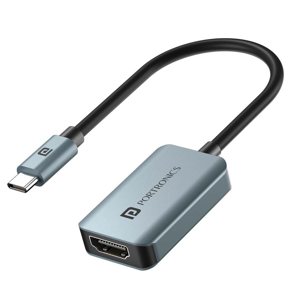 Portronics Mport X Type-C to HDMI Adapter with 4K @ 60 Hz Ultra HD Resolution, USB-C Dock Plug,