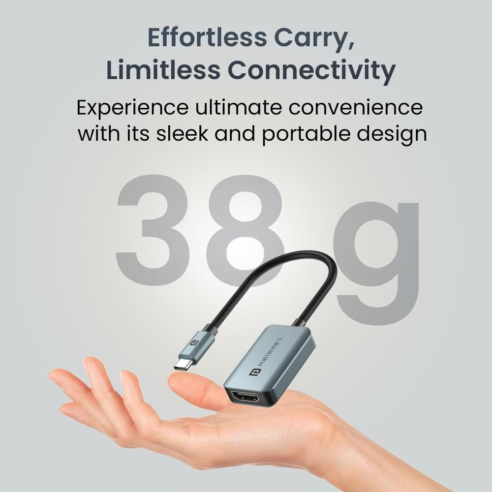 Portronics Mport X Type-C to HDMI Adapter with 4K @ 60 Hz Ultra HD Resolution, USB-C Dock Plug,