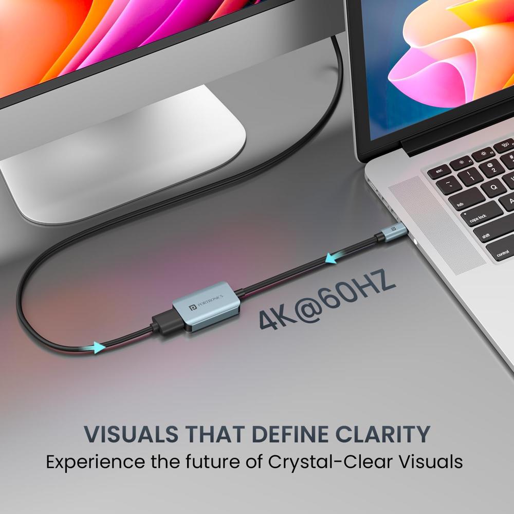 Portronics Mport X Type-C to HDMI Adapter with 4K @ 60 Hz Ultra HD Resolution, USB-C Dock Plug,