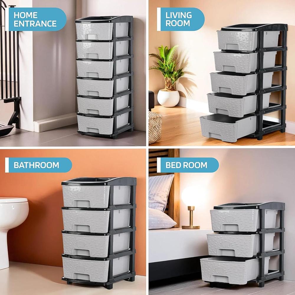 6-layer Heavy-duty Plastic Drawer Organizer Cabinet With Stone Texture Drawers - Product Type: Home Improvement