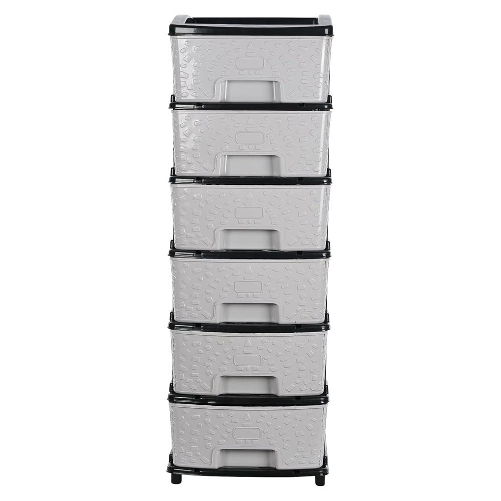 6-Layer Heavy-Duty Plastic Drawer Organizer Cabinet with Stone Texture Drawers
