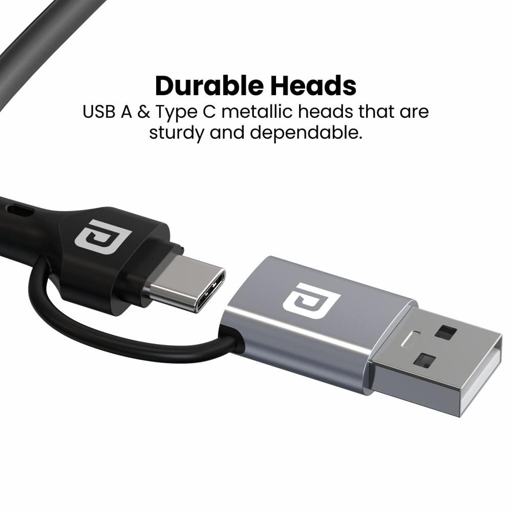 Portronics Mport 7 USB Hub Dock(7-in-1), Multiport Adapter with Dual Convertible USB & Type C Heads