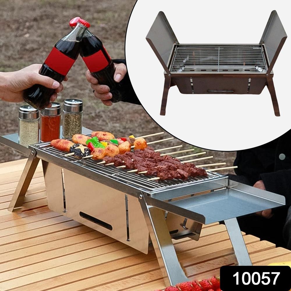 Portable BBQ Barbecue Grill Stainless Steel Folding Charcoal Grill (1 Set)