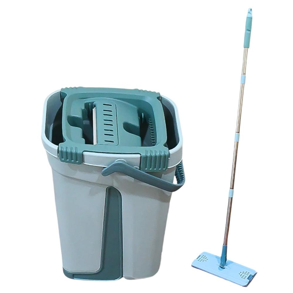 Scratch Cleaning Mop With 2 In 1 Self Clean Wash Dry Hands Free Flat Mop - Material: Plastic