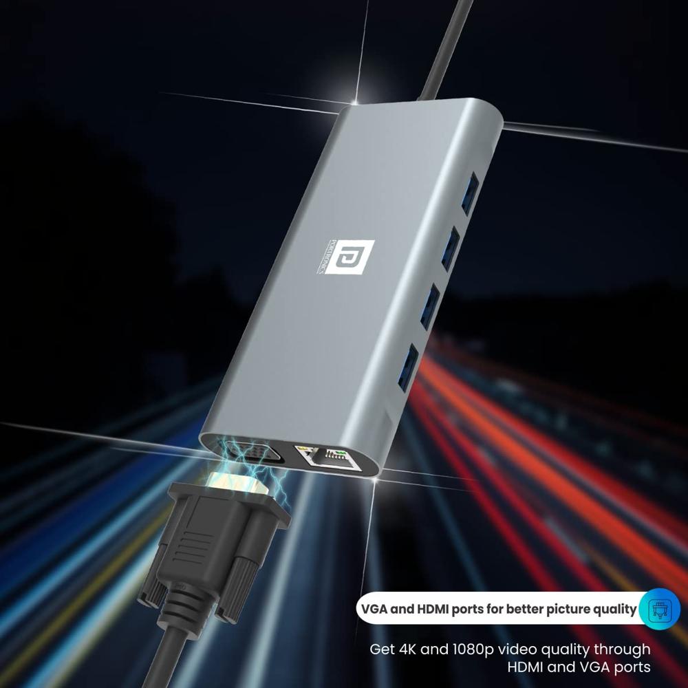 Portronics Mport 11C USB C Hub/Docking Station (11-in-1), Multiport Adapter with 4K HDMI,